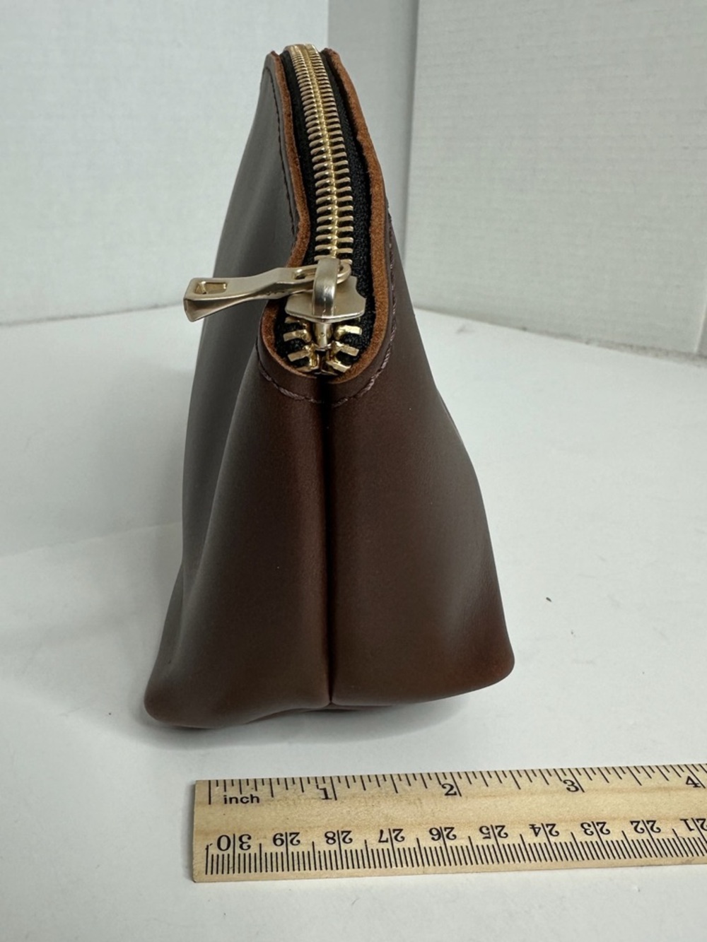 NEW Portland Leather Goods Total Eclipse Makeup Bag in Mystery Brown Color - Picture 4 of 9